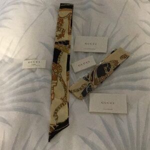 Elegant Black and Gold tie for hair or purse   2 in bundle